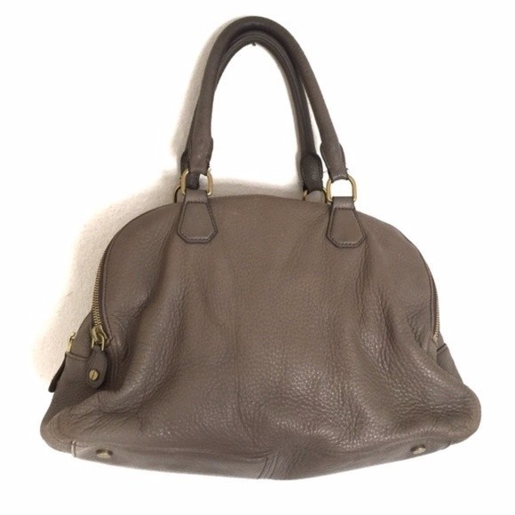 J. Crew Warm Ash Taupe Gray Pebble Leather Large "Biennial" Satchel Purse Bag - Picture 1 of 10